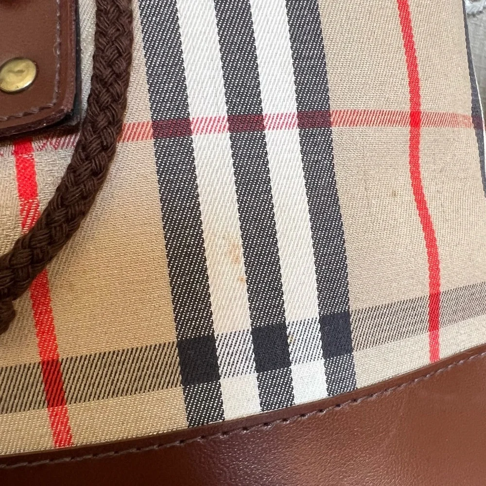 Burberry Never Used Nova Plaid Vintage Fabric/Leather Backpack Unisex